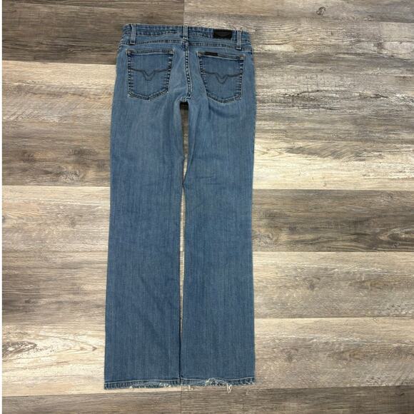 Harley Davidson Motorcycles Mid Wash Blue Women 8 Mid Rise Bootcut Stretch Jeans - Picture 3 of 12